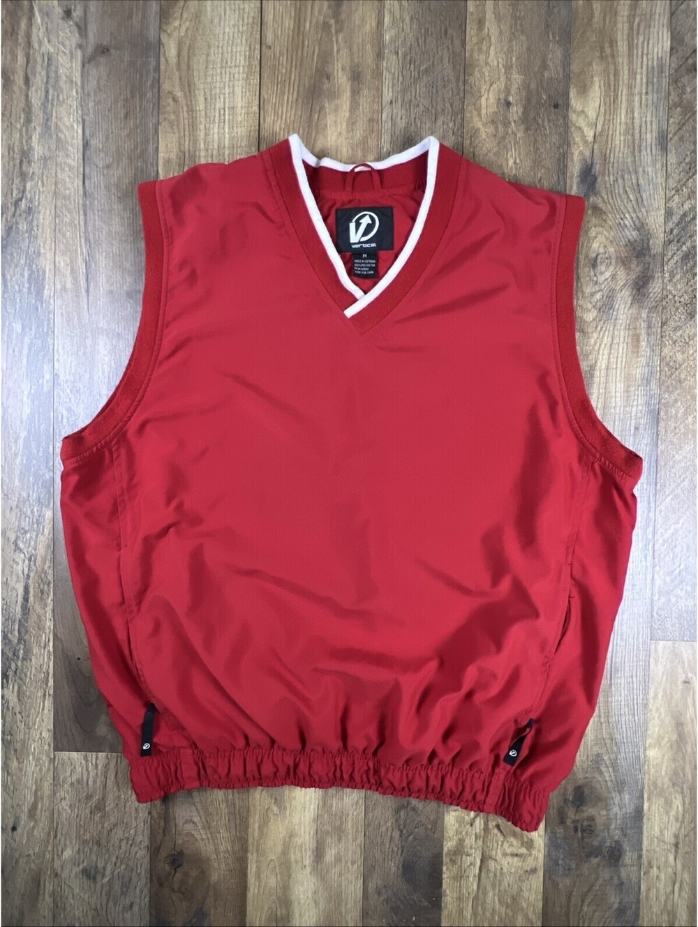 Vintage Golf V-Neck Vest Men's Medium Red Windbreaker Pullover Sleeveless Band